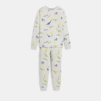 Boy's grey 2-piece printed jersey pyjamas