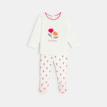 Baby girl's white floral pyjamas