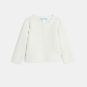 Baby girl's ecru decorative-knit cardigan