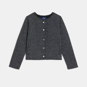Girl's white glittery heart motif sweatshirt