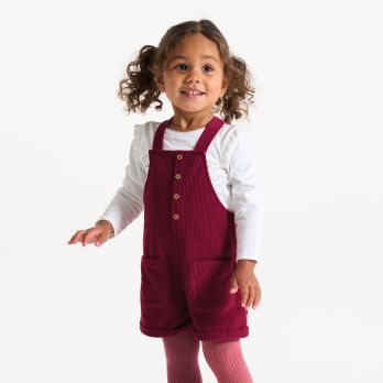 Baby girl's pink corduroy short dungarees