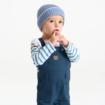 Baby boy's navy blue canvas overalls