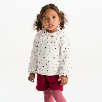Baby girl's white printed fleece sweatshirt