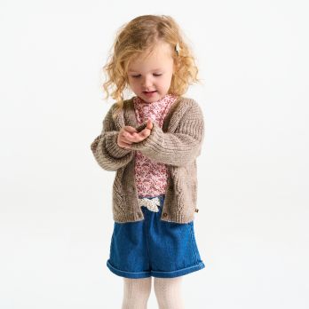 Baby girl's warm beige knitted cardigan