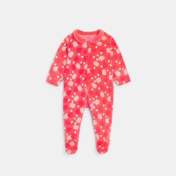 Baby girl's red velvet apple sleepsuit