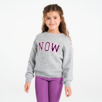 Girl's grey slogan jumper