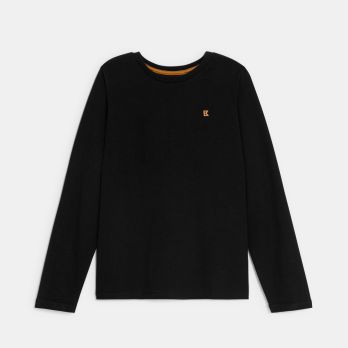 Boy's plain black long-sleeve T-shirt