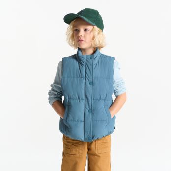 Girl's blue sleeveless down jacket