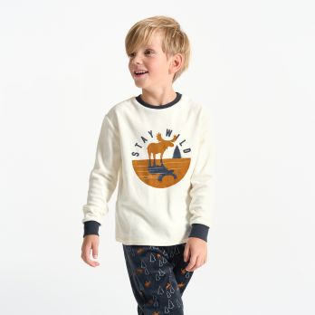 Boy's ecru 2-piece velvet pyjamas