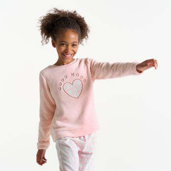 Girl's pastel pink heart motif 2 piece pyjamas