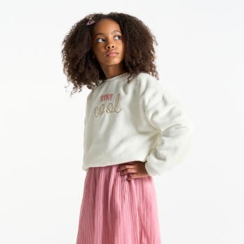 Girl's white slogan sweatshirt