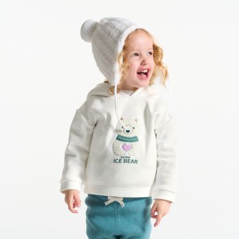 Baby girls embroidered hoodie with furry lining