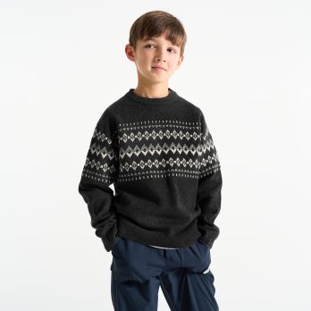 Boy's black Scandi pattern jumper