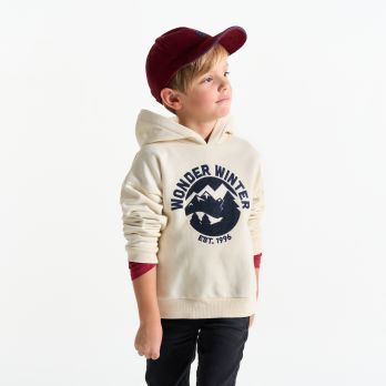 Boy's ecru hoodie with embroidered motif