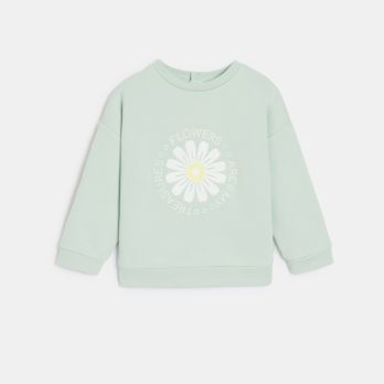 Baby girl's green floral fleece sweatshirt