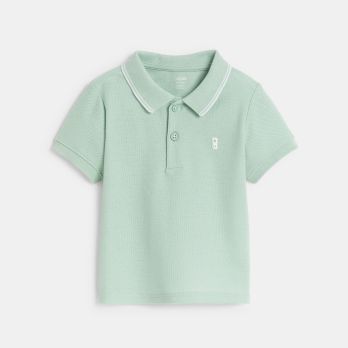 Baby boy's plain blue piqué polo shirt