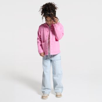 Girl's faded blue wide-legged jeans