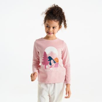 Girl's 2-piece pink velvet pyjamas