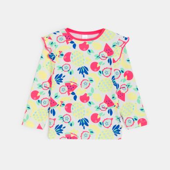 Baby girl's white fruit UV protection T-shirt