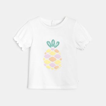 Baby girl's white sequinned T-shirt