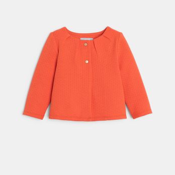 Baby girl orange waffle knit cardigan