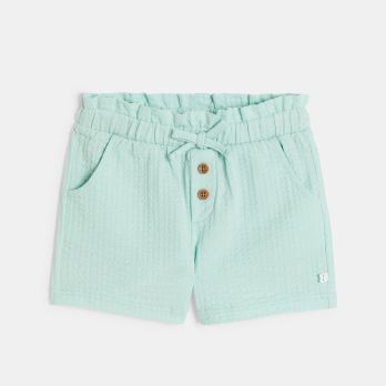 Baby girl's blue shorts in lightweight patterned cotton