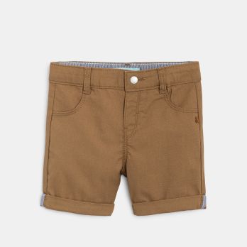 Baby boy's brown patterned cotton straight-cut Bermuda shorts