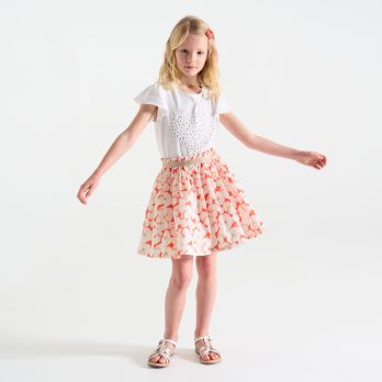 Girl's printed orange petticoat skirt