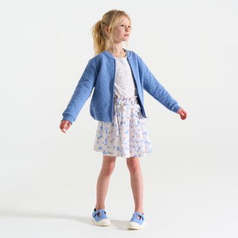 Girl's blue printed flared skirt