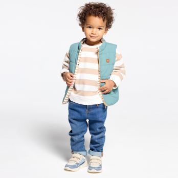 Baby boy's beige striped sun fleece sweatshirt