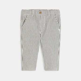Baby boy's green striped straight-cut trousers