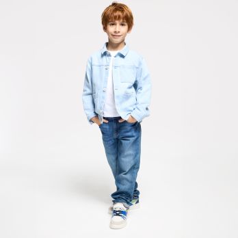 Boy's blue heavy-duty straight-leg jeans