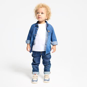 Baby boy's blue denim stone washed shirt