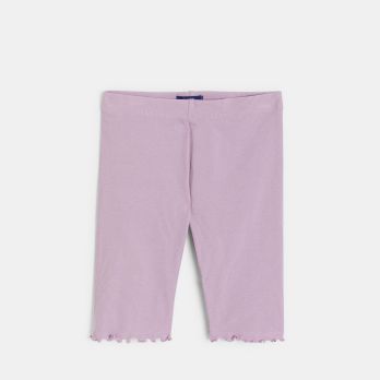 Girl's mauve ribbed cotton cycling shorts
