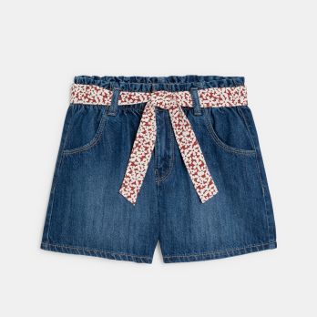 Girls blue demin paperbag shorts
