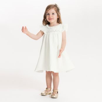 Baby girl's white formal ruffle dress