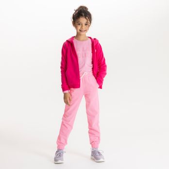 Girl's plain pink fleece joggers