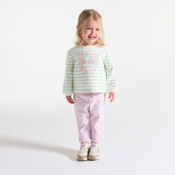 Baby girl's green printed fleece sweatshirt