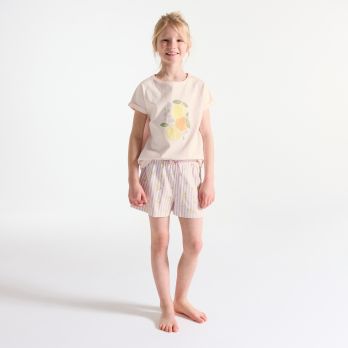 Girl's pastel pink jersey 2-piece shortie pyjamas