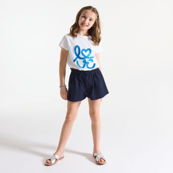 Girl's soft navy blue textured jersey shorts