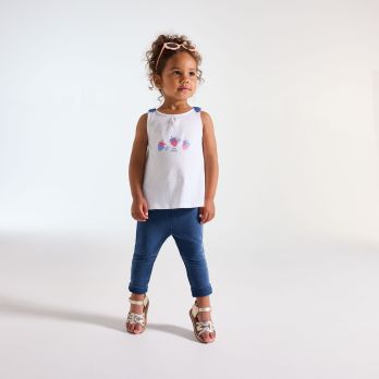 Baby girl's blue denim-look leggings with ruffles