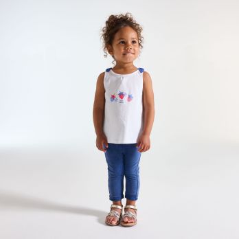 Baby girl's blue butterfly bow vest top