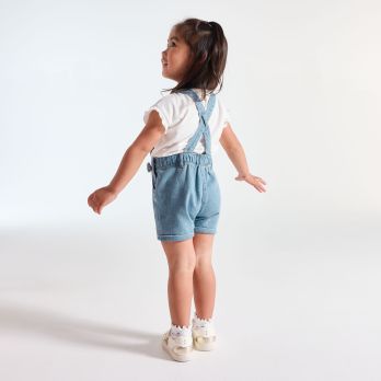 Baby girl blue denim short dungarees