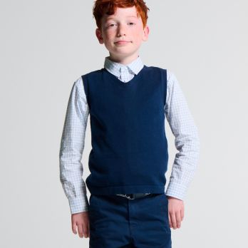 Boy's navy blue V-necked tank top