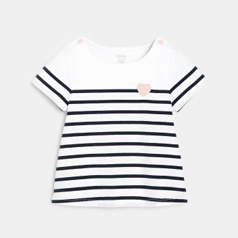 Baby girl's blue striped Breton-style T-shirt