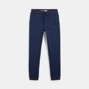 Plain-colored stretch canvas jogpants
